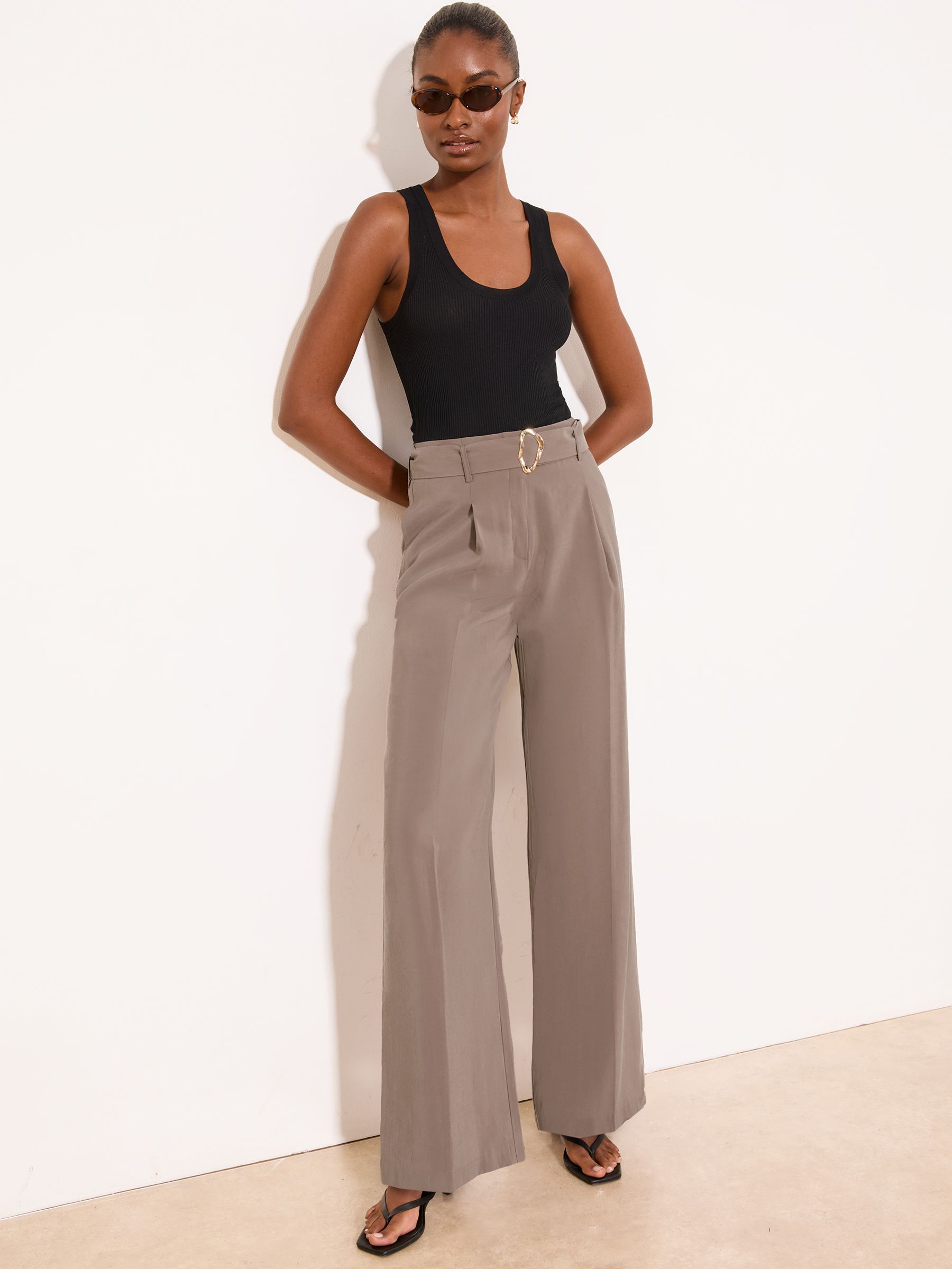Buy Lipsy Mink Brown Mink Brown Belted Low Waist Tailored Trousers
