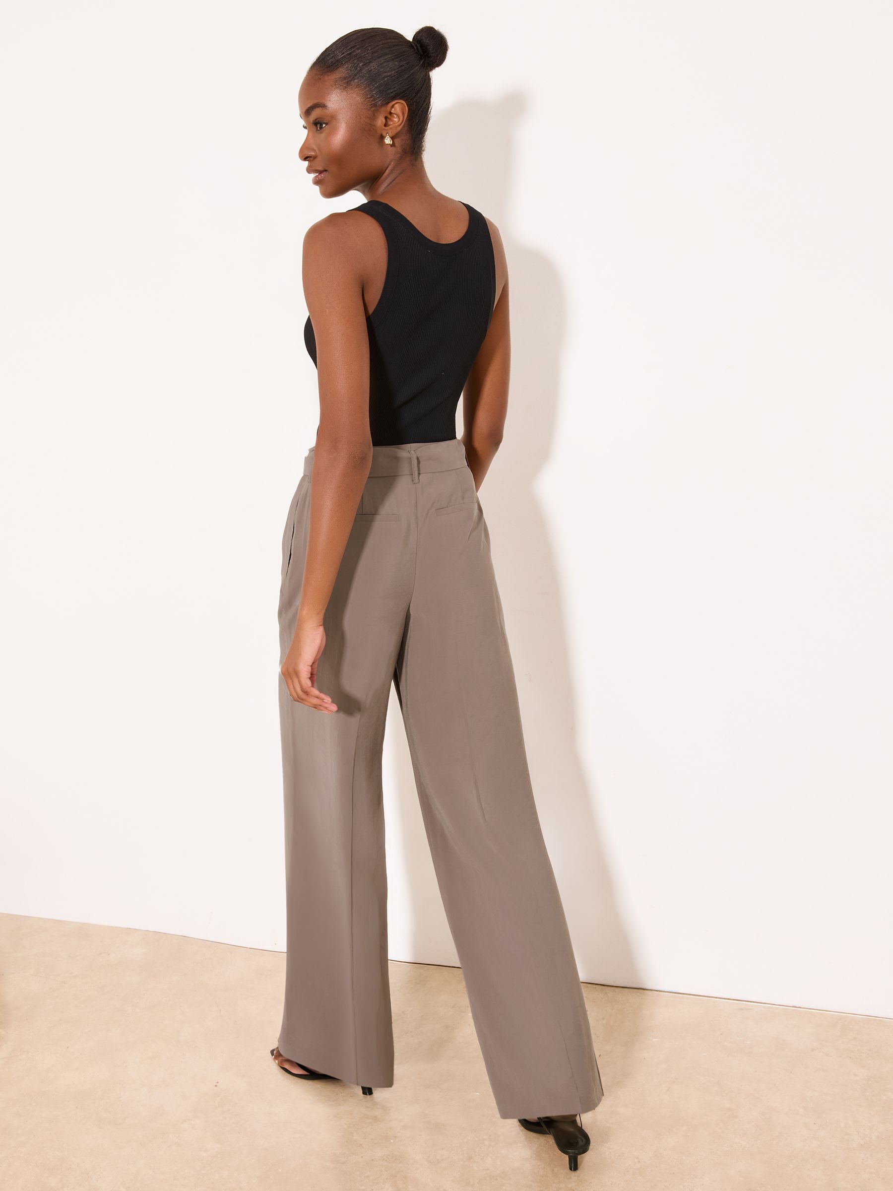 Buy Lipsy Mink Brown Belted High Waist Tailored Trousers from the