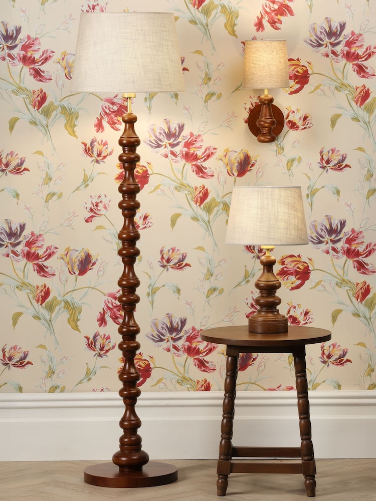 Laura Ashley Brown Millbrook Dark Stained Wooden Floor Lamp Base - Image 1 of 6