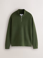 Blue/Olive Green Textured Quarter Zip Jumpers 2 Pack - Image 2 of 5