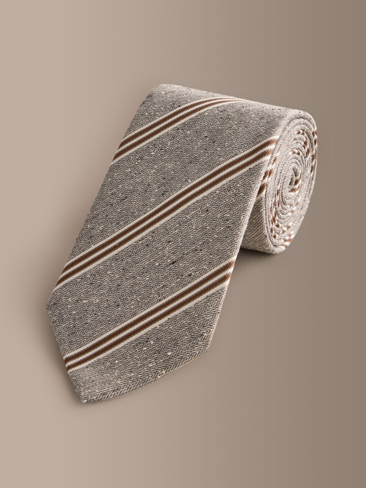 Grey Signature Silk Italian Stripe Tie - Image 1 of 3