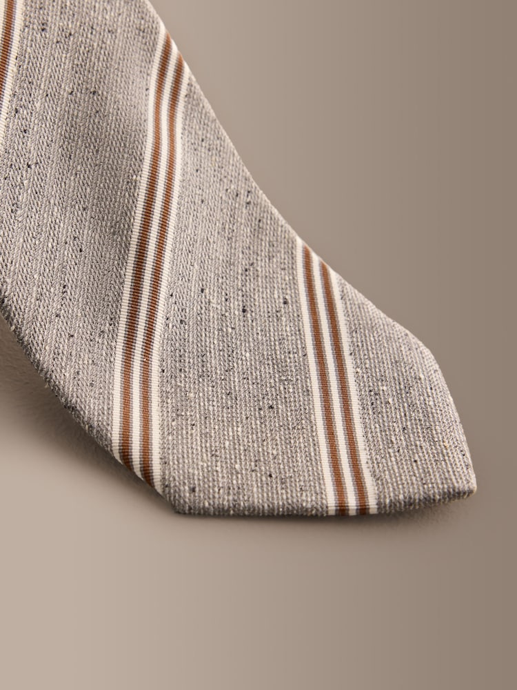 Grey Signature Silk Italian Stripe Tie - Image 2 of 3