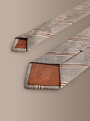 Grey Signature Silk Italian Stripe Tie - Image 3 of 3