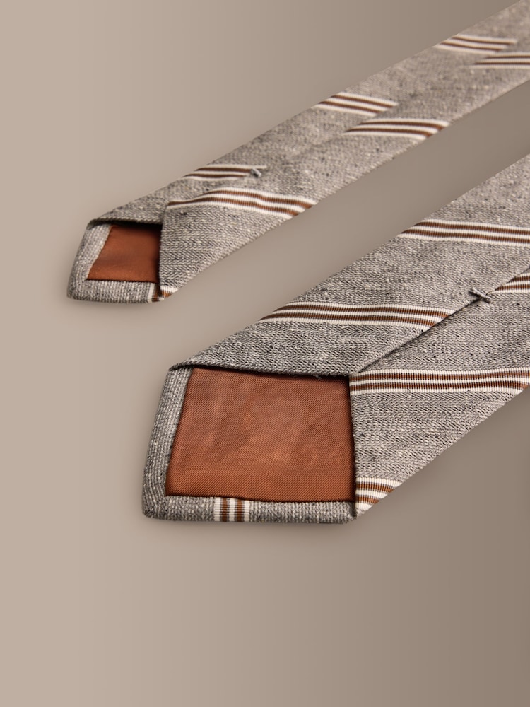Grey Signature Silk Italian Stripe Tie - Image 3 of 3