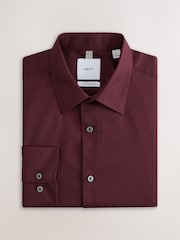 Burgundy Red Regular Fit Cotton Rich Textured Easy Care Smart Shirt - Image 4 of 6