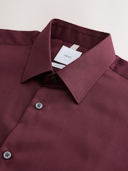 Burgundy Red Regular Fit Cotton Rich Textured Easy Care Smart Shirt - Image 5 of 6