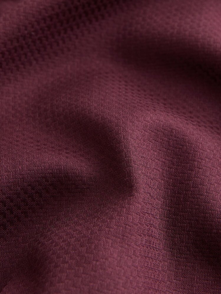 Burgundy Red Regular Fit Cotton Rich Textured Easy Care Smart Shirt - Image 6 of 6