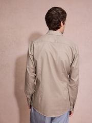 Neutral Slim Fit Cotton Rich Textured Easy Care Smart Shirt - Image 3 of 7