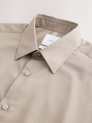 Neutral Slim Fit Cotton Rich Textured Easy Care Smart Shirt - Image 6 of 7