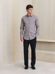 Burgundy N. Premium Slim Fit Cotton Stretch Geometric Printed Formal Shirt - Image 2 of 9