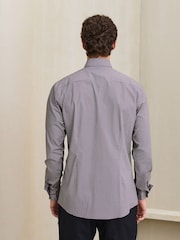 Burgundy N. Premium Slim Fit Cotton Stretch Geometric Printed Formal Shirt - Image 3 of 9