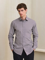 Burgundy N. Premium Slim Fit Cotton Stretch Geometric Printed Formal Shirt - Image 4 of 9