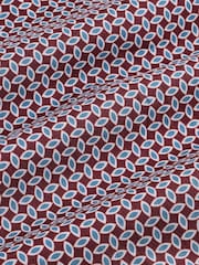 Burgundy N. Premium Slim Fit Cotton Stretch Geometric Printed Formal Shirt - Image 9 of 9