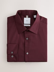 Burgundy Red Slim Fit Cotton Rich Textured Easy Care Smart Shirt - Image 5 of 7