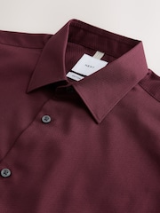 Burgundy Red Slim Fit Cotton Rich Textured Easy Care Smart Shirt - Image 6 of 7