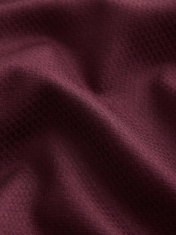 Burgundy Red Slim Fit Cotton Rich Textured Easy Care Smart Shirt - Image 7 of 7 Burgundy Red Slim Fit Cotton Rich Textured Easy Care Smart Shirt - Image 7 of 7