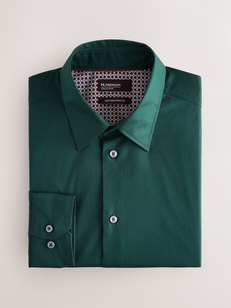 Green N. Premium Cotton Stretch Shirt and Tonal Tie and Tie Clip Set - Image 1 of 5