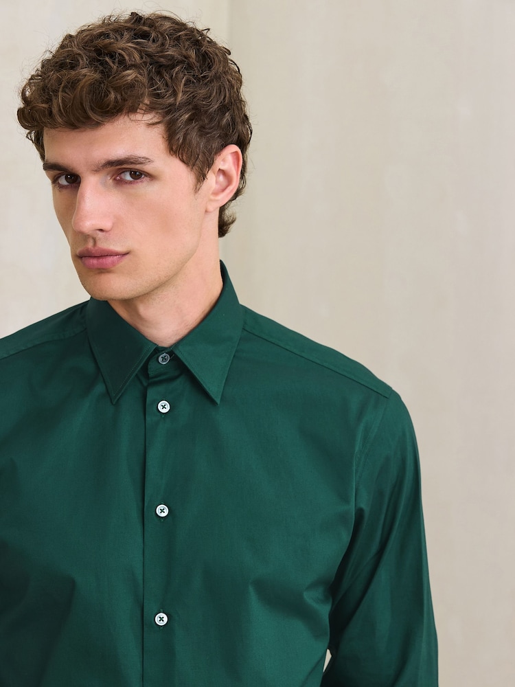 Green N. Premium Cotton Stretch Shirt and Tonal Tie and Tie Clip Set - Image 5 of 5
