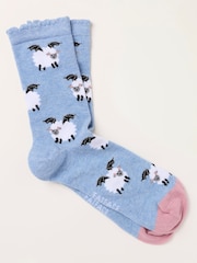 FatFace Blue Halloween Bat Sheep Socks - Image 1 of 2