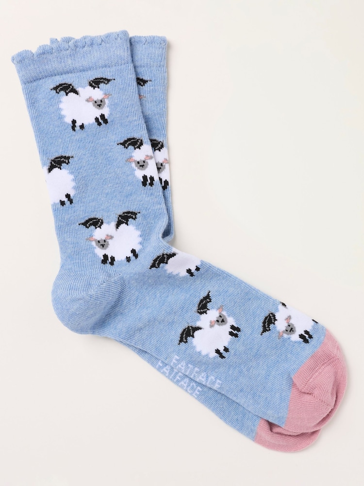 FatFace Blue Halloween Bat Sheep Socks - Image 1 of 2