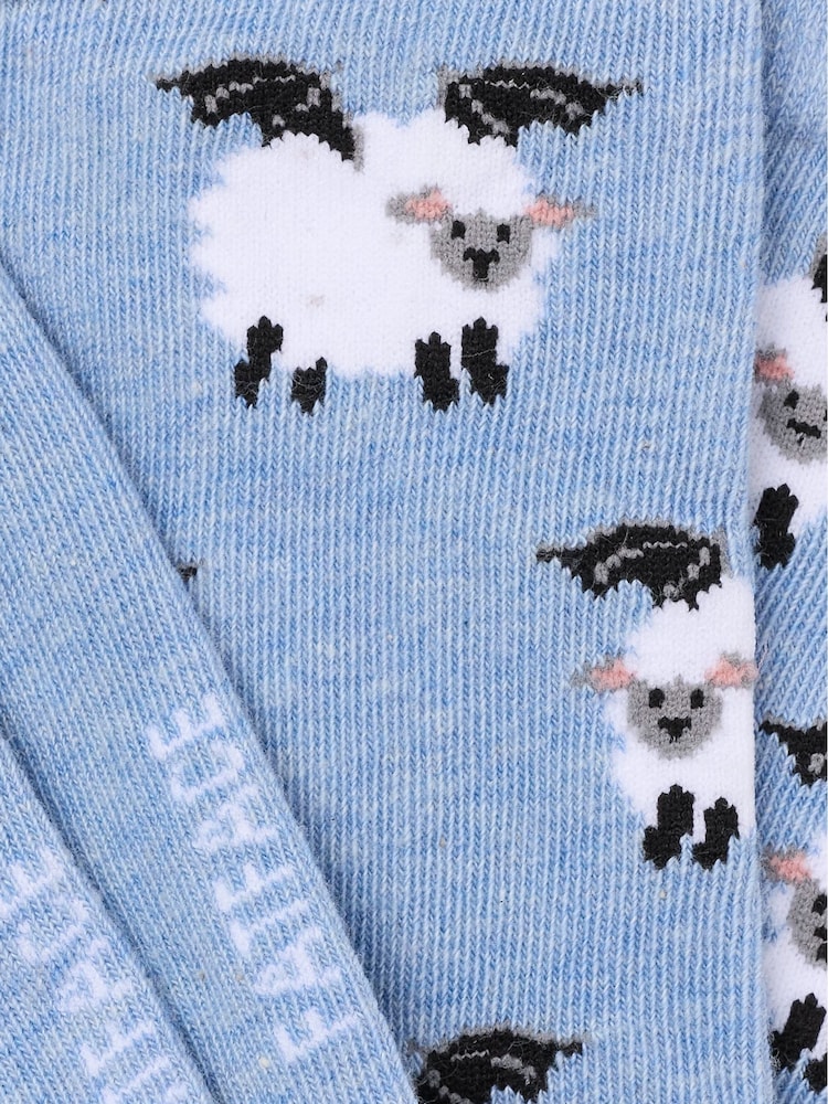 FatFace Blue Halloween Bat Sheep Socks - Image 2 of 2