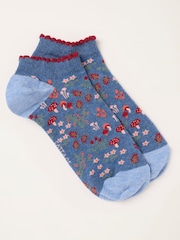 FatFace Blue Toadstool Trainer Socks - Image 1 of 2