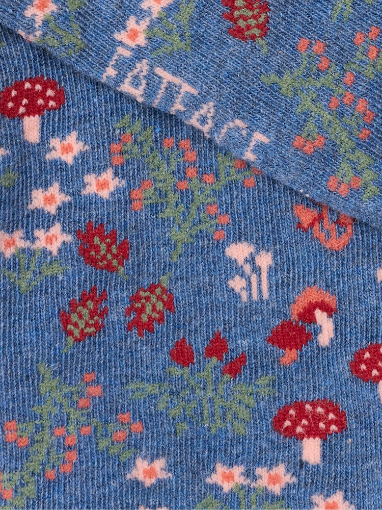 FatFace Blue Toadstool Trainer Socks - Image 2 of 2 FatFace Blue Toadstool Trainer Socks - Image 2 of 2