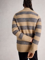 White Stuff Natural Baxton Stripe Button Neck Jumper - Image 2 of 6