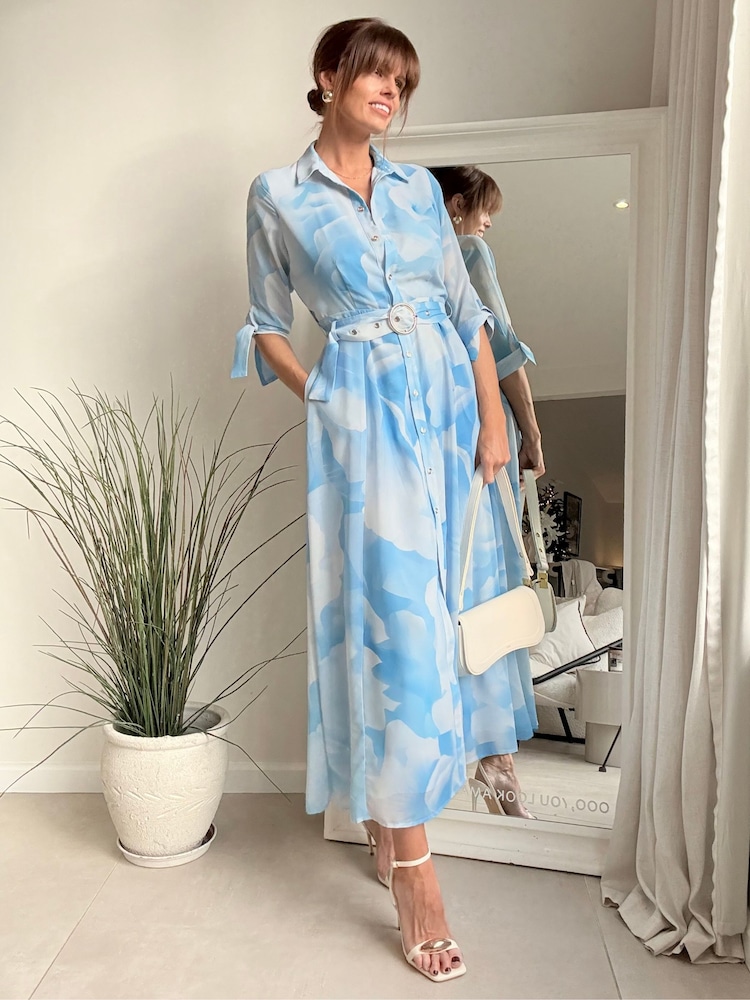 Style Cheat Blue Daphne Shirt Dress - Image 1 of 5 Style Cheat Blue Daphne Shirt Dress - Image 1 of 5