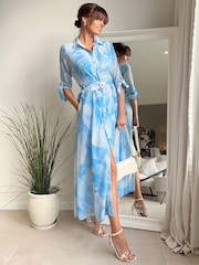 Style Cheat Blue Daphne Shirt Dress - Image 4 of 5