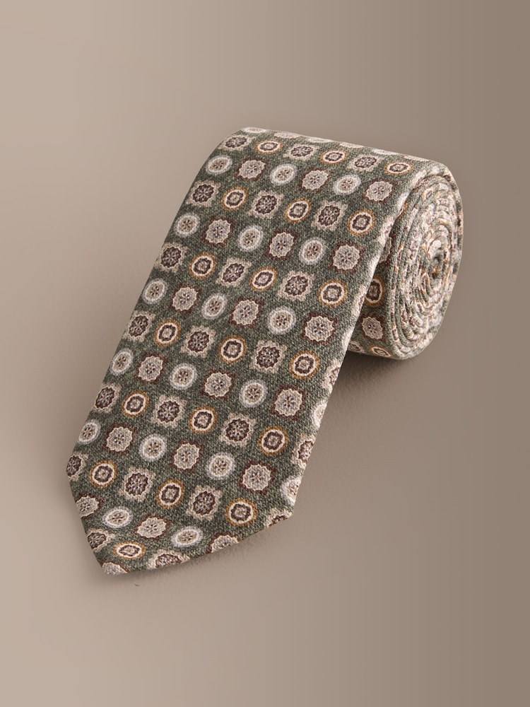 Verde - Signature Silk Italian Geometric Tie - Imagen 1 de 3