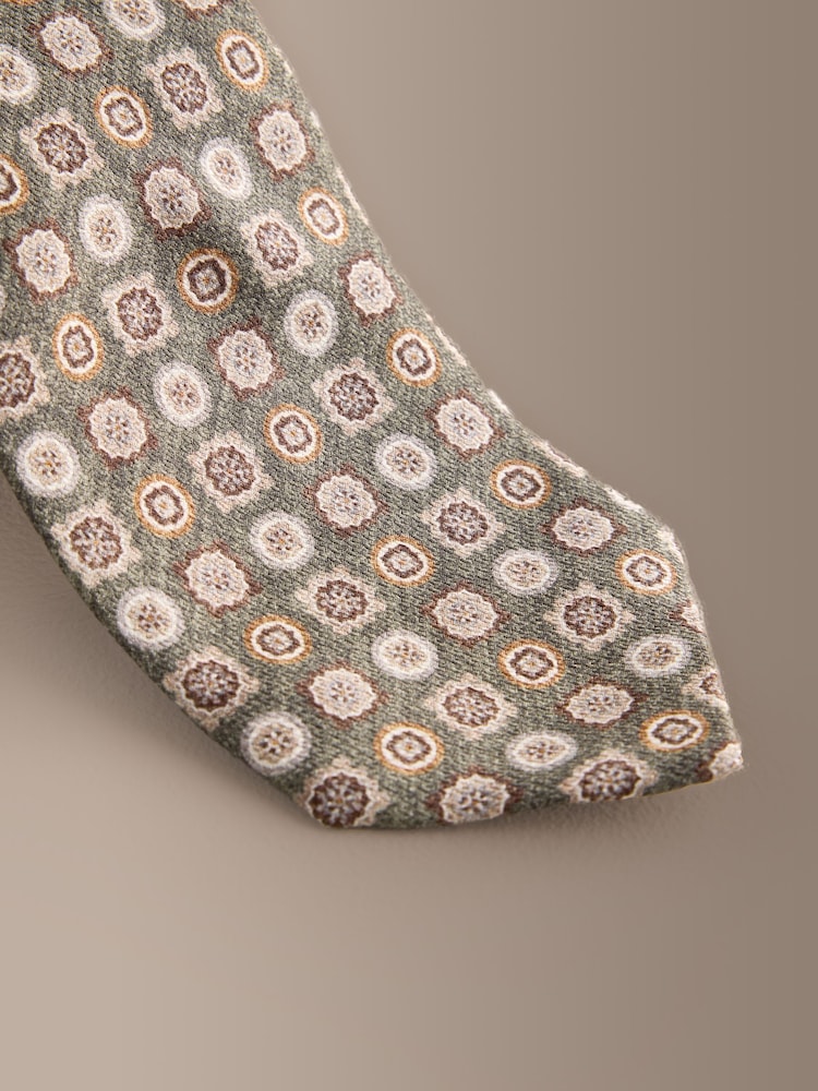 Verde - Signature Silk Italian Geometric Tie - Imagen 2 de 3