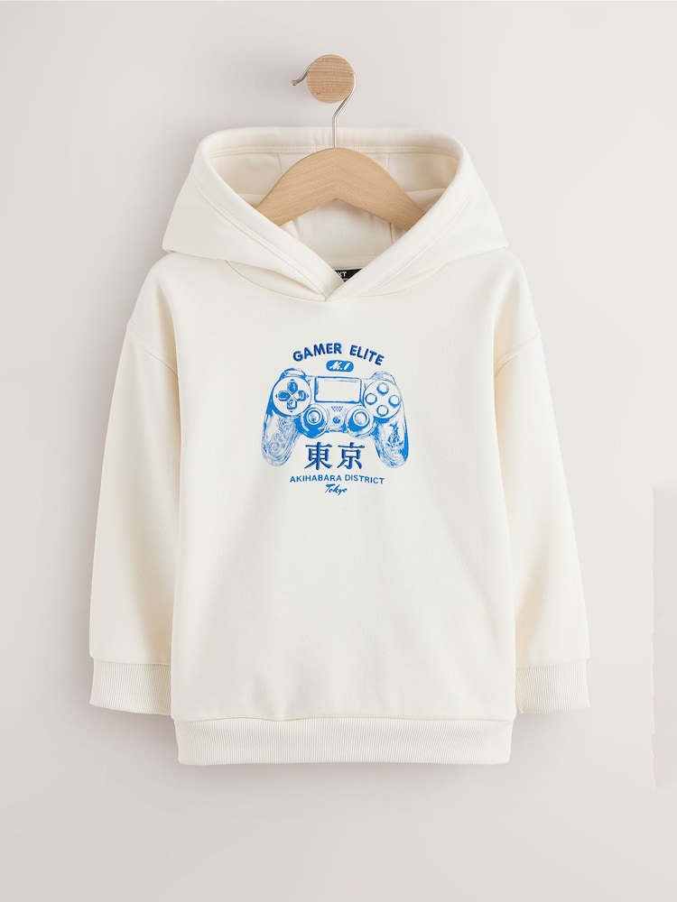 Cream Controller Regular Fit Older Graphic Print Hoodie (3-16yrs) - Image 1 of 4 Cream Controller Regular Fit Older Graphic Print Hoodie (3-16yrs) - Image 1 of 4