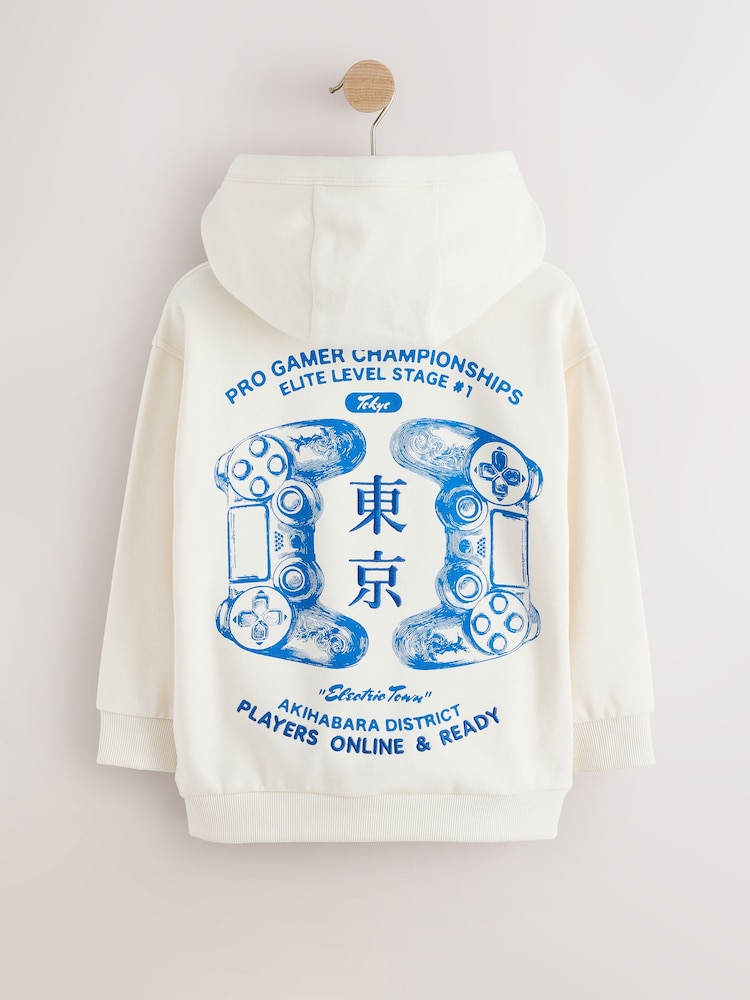 Cream Controller Regular Fit Older Graphic Print Hoodie (3-16yrs) - Image 2 of 4 Cream Controller Regular Fit Older Graphic Print Hoodie (3-16yrs) - Image 2 of 4