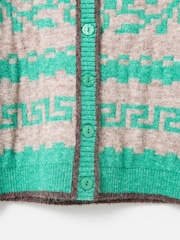 Oliver Bonas Grey Geometric Collared Button-Up Cardigan - Image 8 of 8