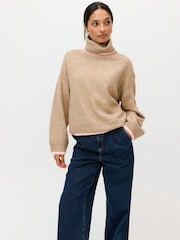 Oliver Bonas Brown Roll Neck Knitted Jumper - Image 1 of 8