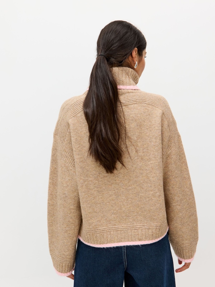 Oliver Bonas Brown Roll Neck Knitted Jumper - Image 2 of 8