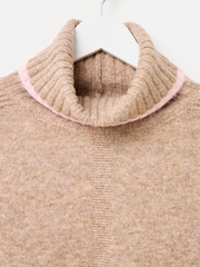 Oliver Bonas Brown Roll Neck Knitted Jumper - Image 5 of 8