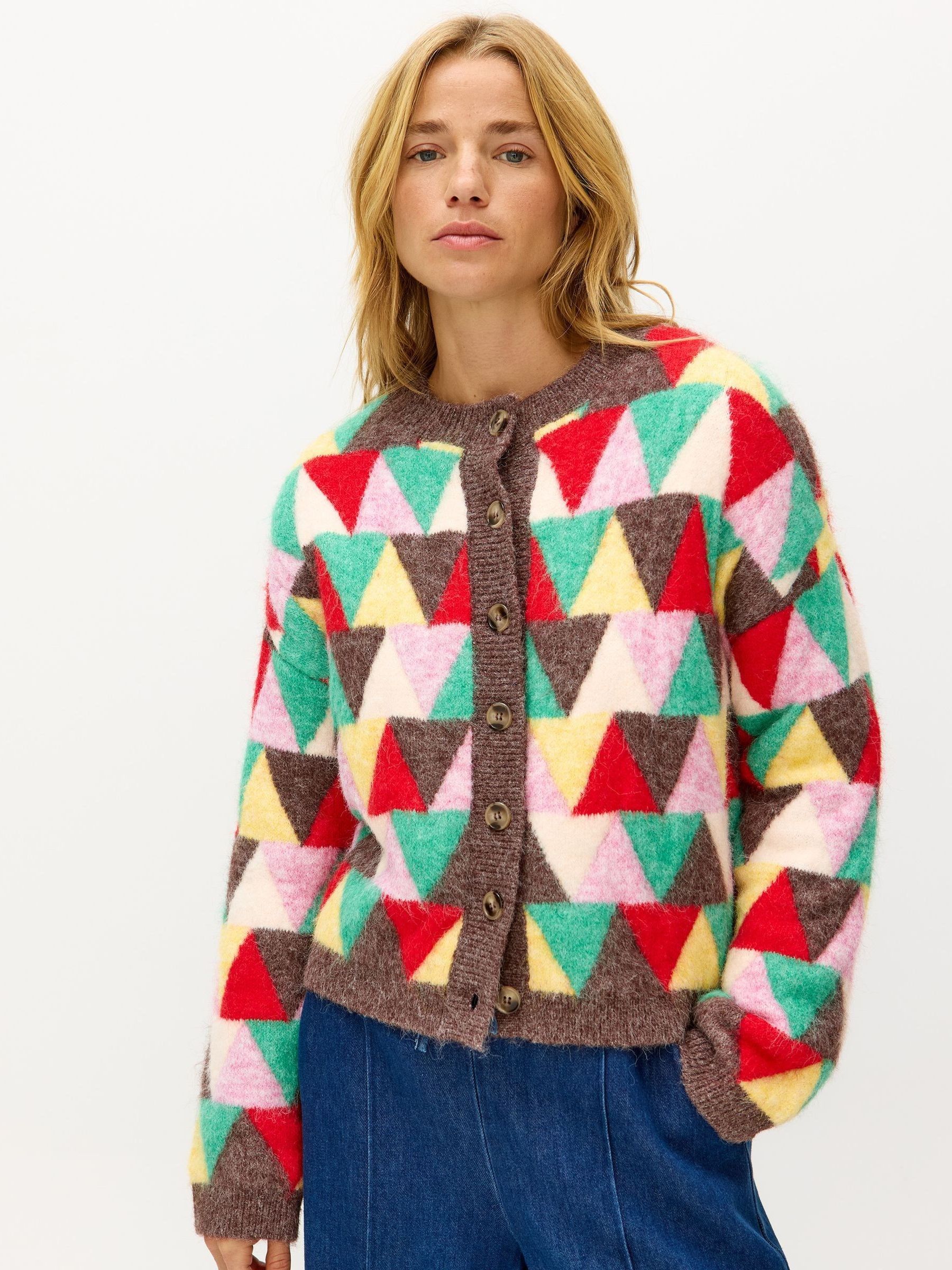Buy Oliver Bonas Green Triangle Geometric Crew Neck Knitted