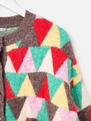 Oliver Bonas Green Triangle Geometric Crew Neck Knitted Cardigan - Image 6 of 8
