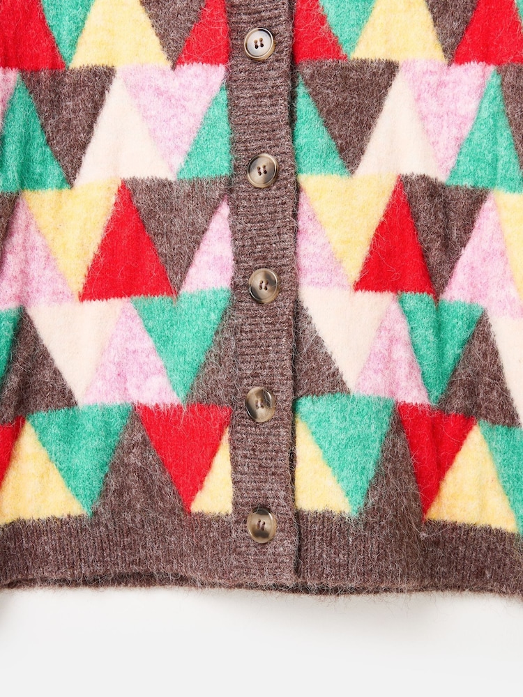 Oliver Bonas Green Triangle Geometric Crew Neck Knitted Cardigan - Image 8 of 8 Oliver Bonas Green Triangle Geometric Crew Neck Knitted Cardigan - Image 8 of 8