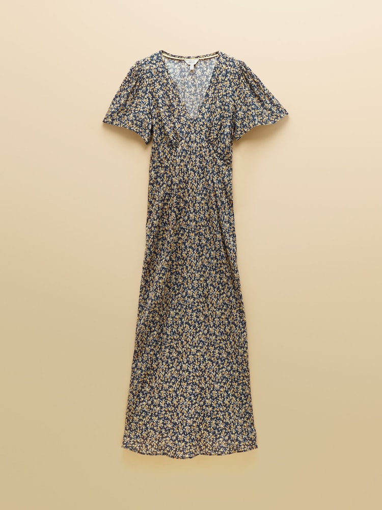 Joules Lainey Navy & Yellow Ditsy Bias Cut Midi Dress - Image 11 of 11 Joules Lainey Navy & Yellow Ditsy Bias Cut Midi Dress - Image 11 of 11