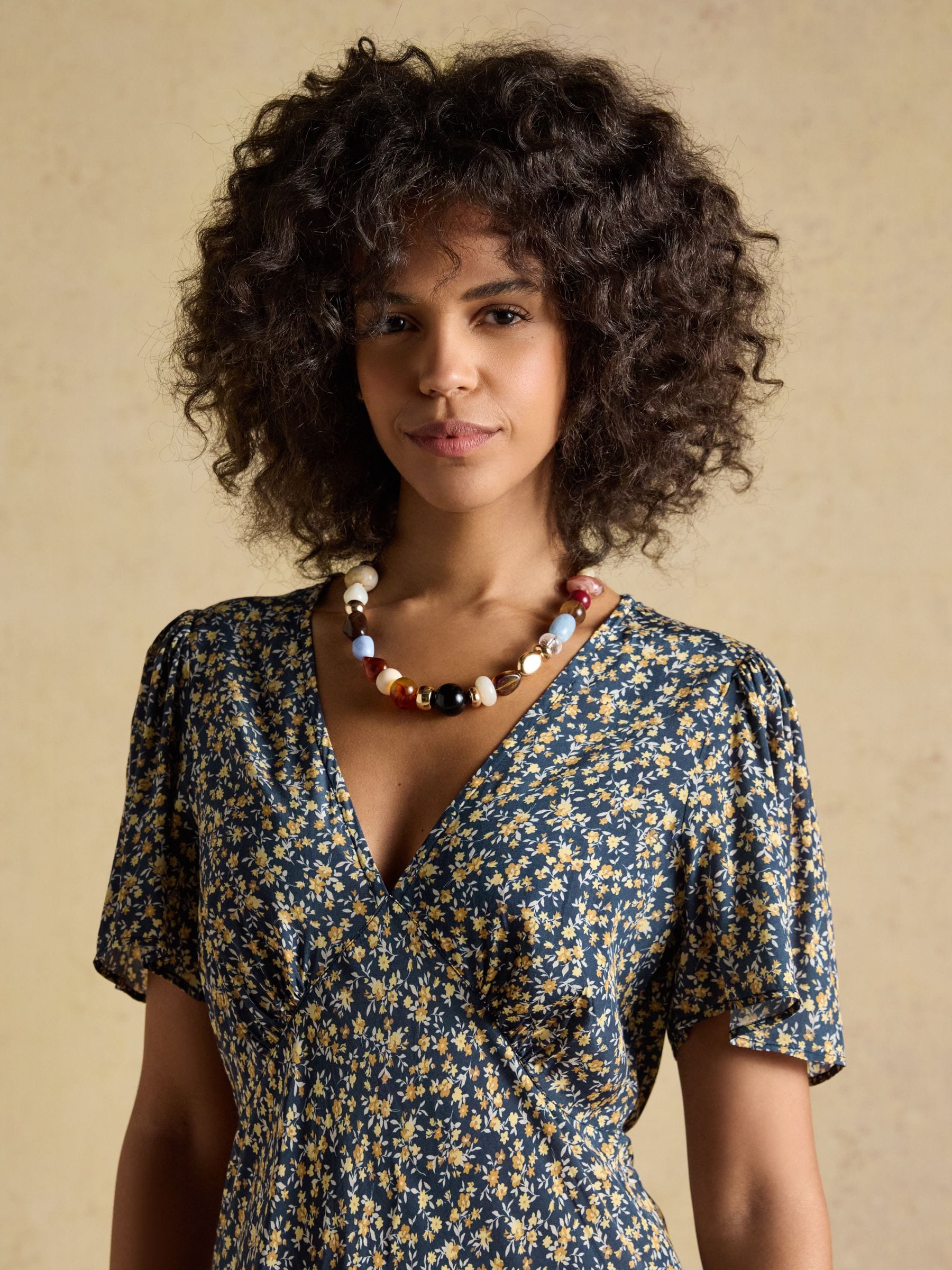Buy Joules Lainey Navy & Yellow Ditsy Bias Cut Maxi Dress from