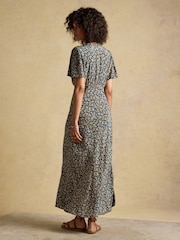 Joules Lainey Navy & Yellow Ditsy Bias Cut Midi Dress - Image 6 of 11