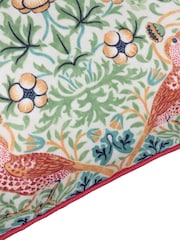 Morris & Co Coral Leaf Green Strawberry Thief Piped Outdoor Cushion - Image 5 of 6