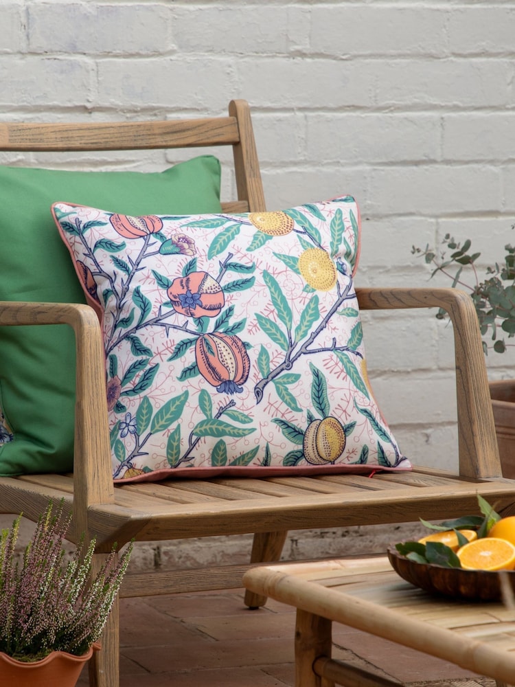 Morris & Co Coral Lemon Fruits Outdoor Cushion - Image 1 of 6