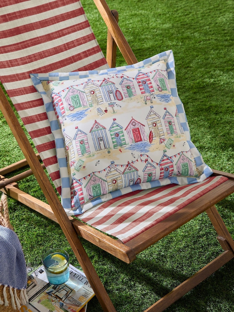 Furn Multicolour Beach Huts Outdoor Cushion - Image 1 of 6 Furn Multicolour Beach Huts Outdoor Cushion - Image 1 of 6