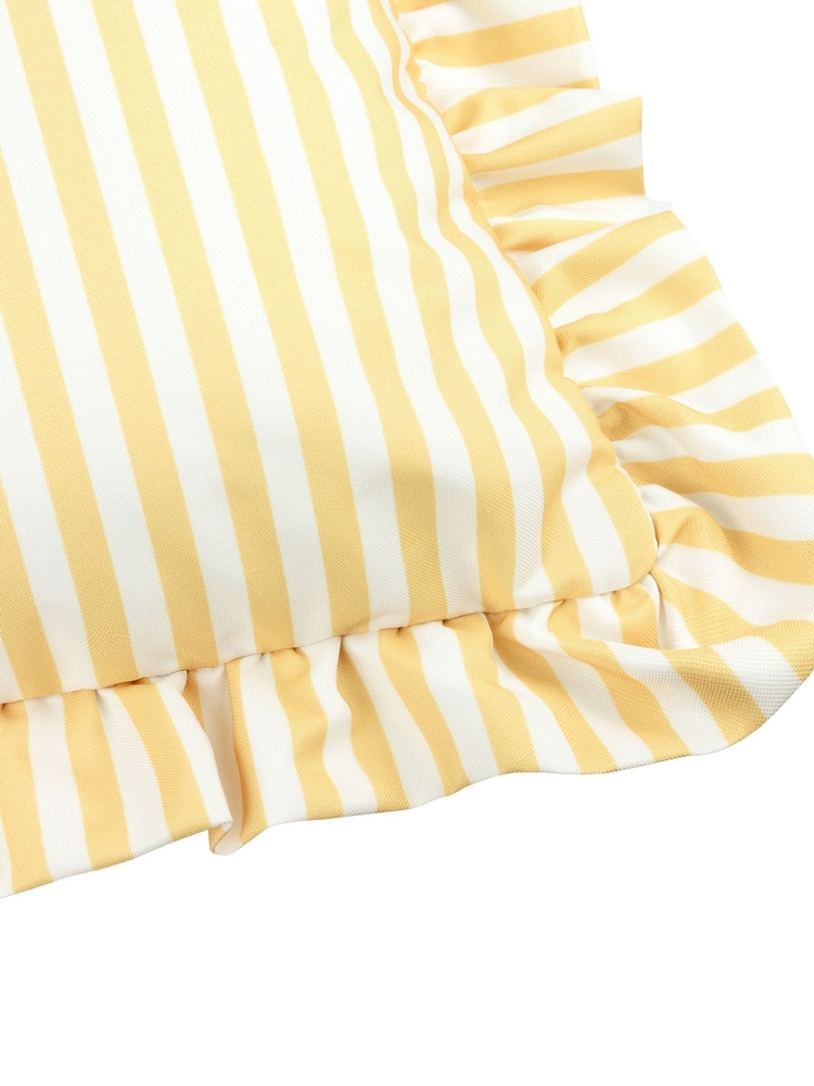 Wylder Yellow Millie Ruffle Striped Outdoor Cushion - Image 5 of 5