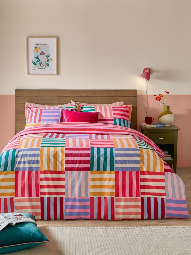 Furn Ana Stripe Duvet Cover and Pillowcase Set - Afbeelding 1 van 4