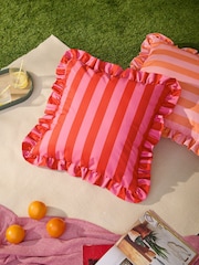 Furn Pink/Red Palm Royale Stripe Outdoor Cushion - Image 1 of 5